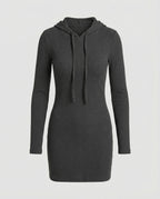Damen Kapuzenkleid aus geripptem Material