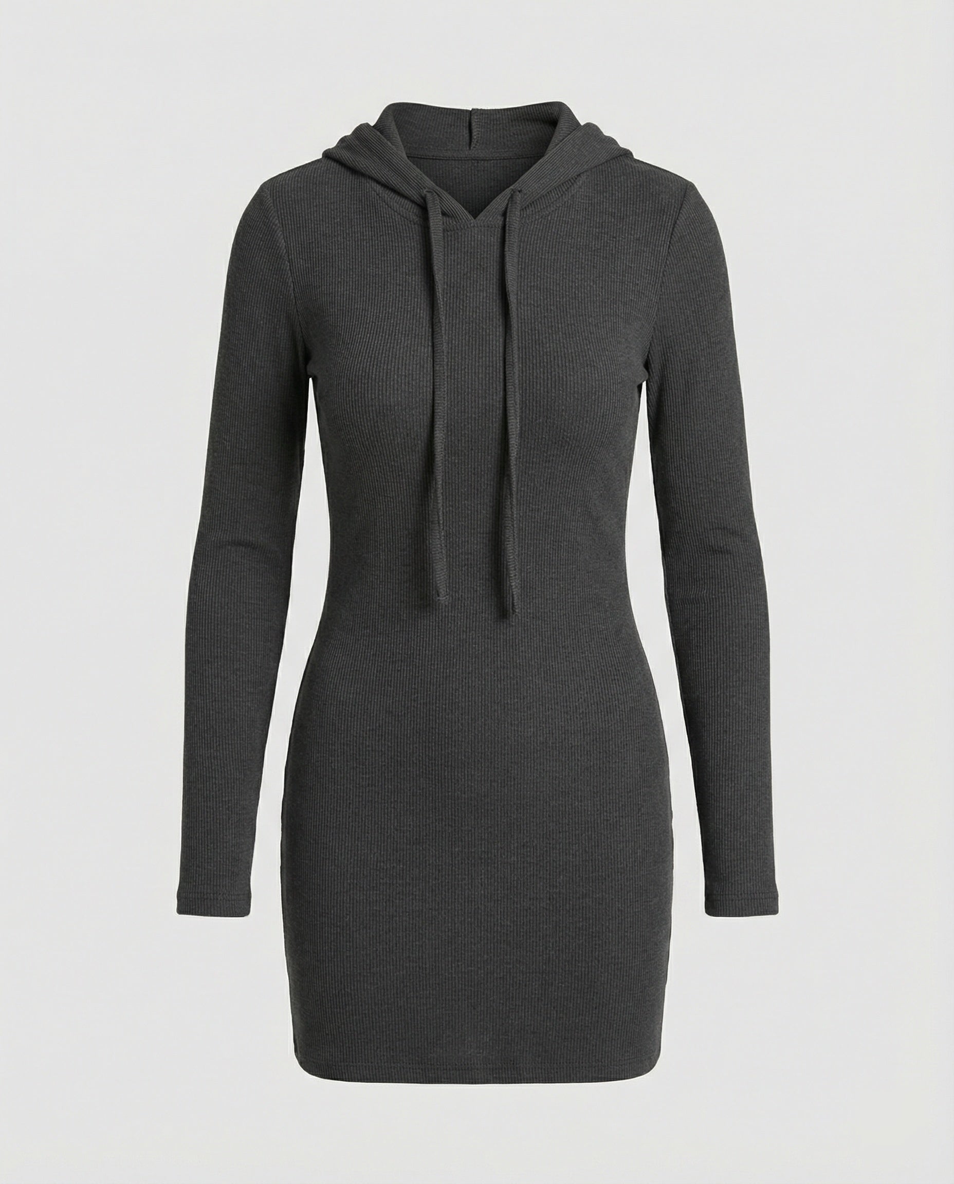 Damen Kapuzenkleid aus geripptem Material