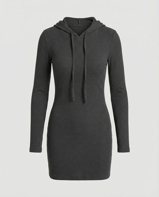 Damen Kapuzenkleid aus geripptem Material