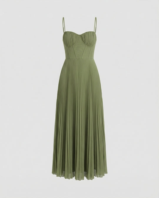 R&B | Midi Ärmellos Kleid Mit Gefälteltem Tüll-Bustier