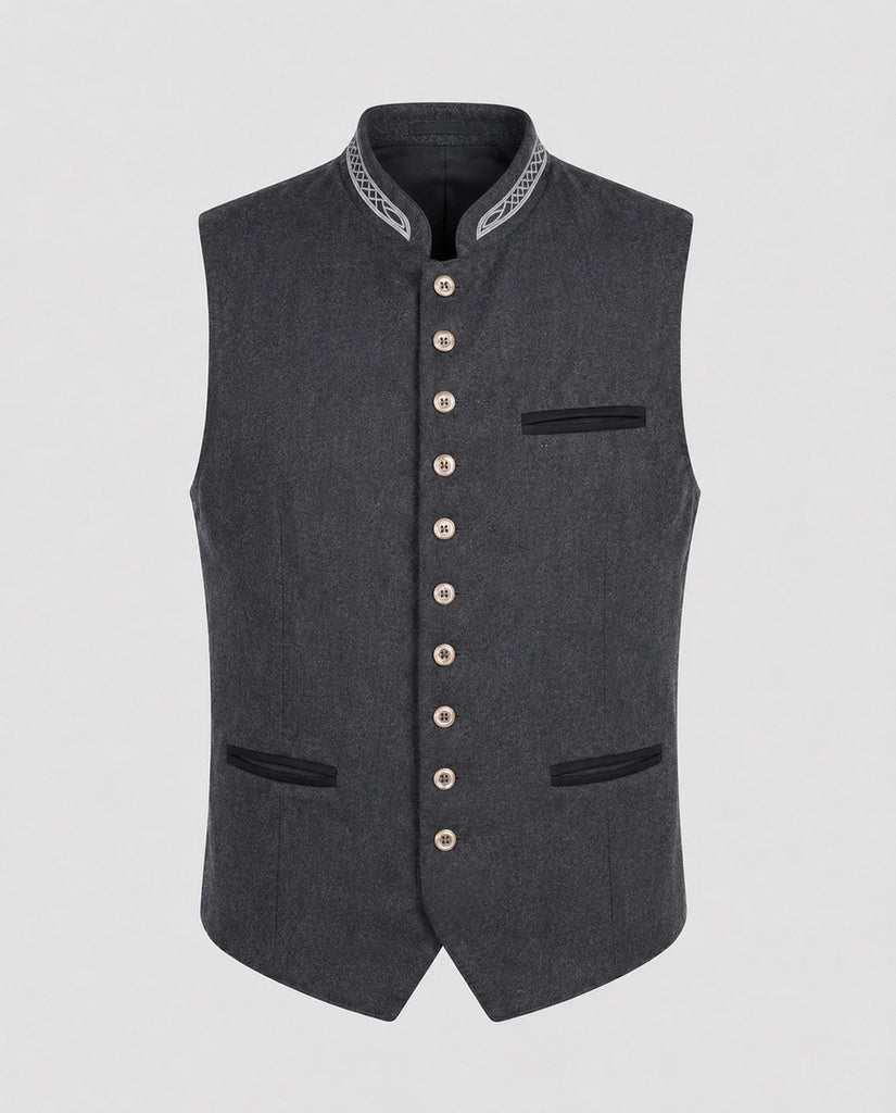 R&B | Elegante Herren Trachtenweste Grau Traditionell