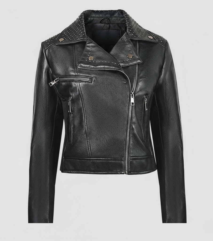 Damen Lederjacke Schwarz Blouson