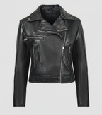 Damen Lederjacke Schwarz Blouson