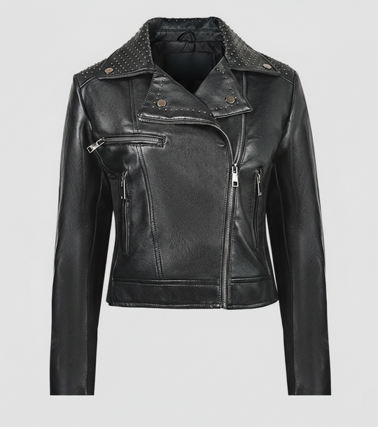 Damen Lederjacke Schwarz Blouson