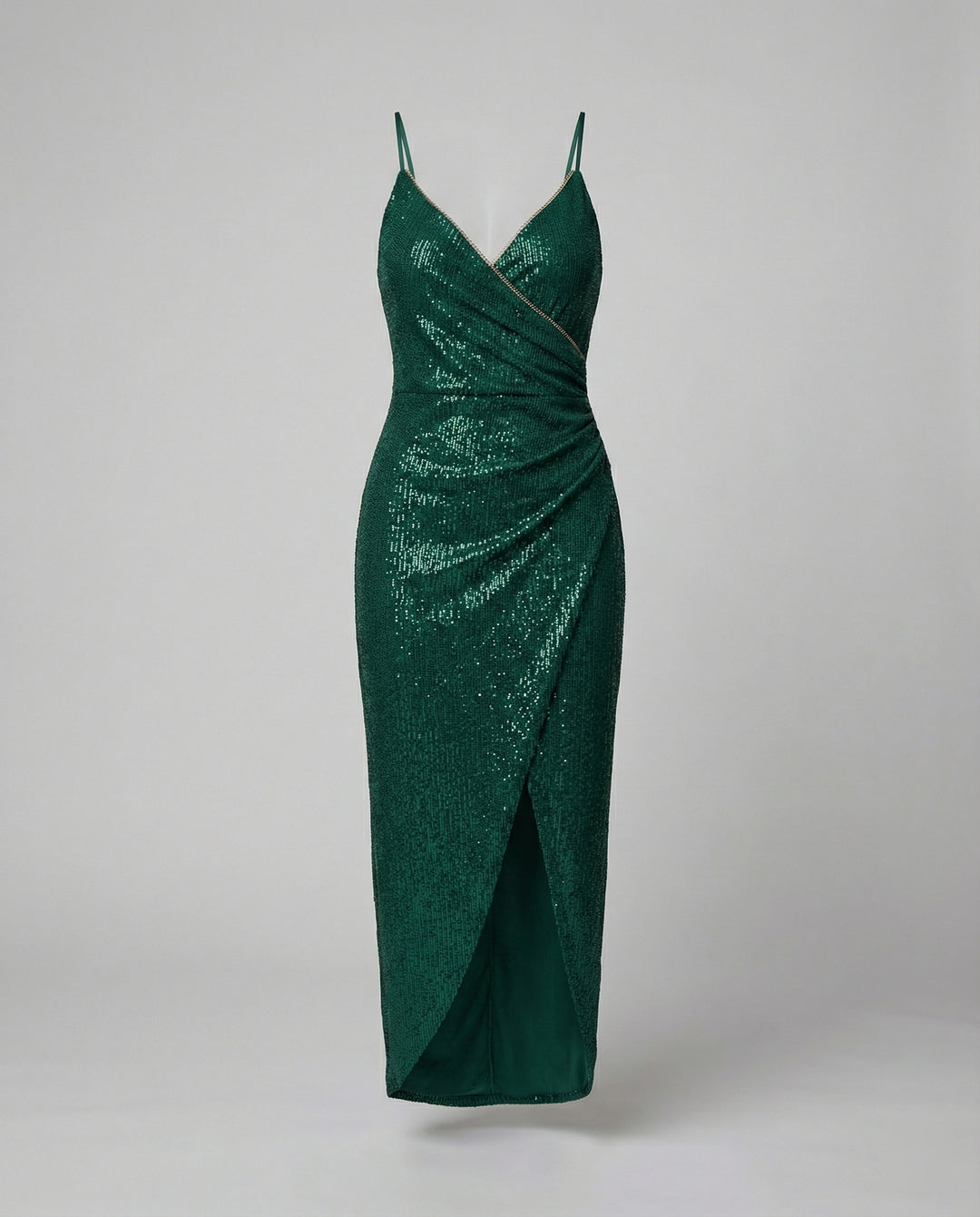 Damen Glamouröses Wickelkleid mit glitzender Oberfläche und hoch geschlitzt R&B