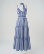 Maritimes Maxikleid Mit Spaghettiträgern Damen