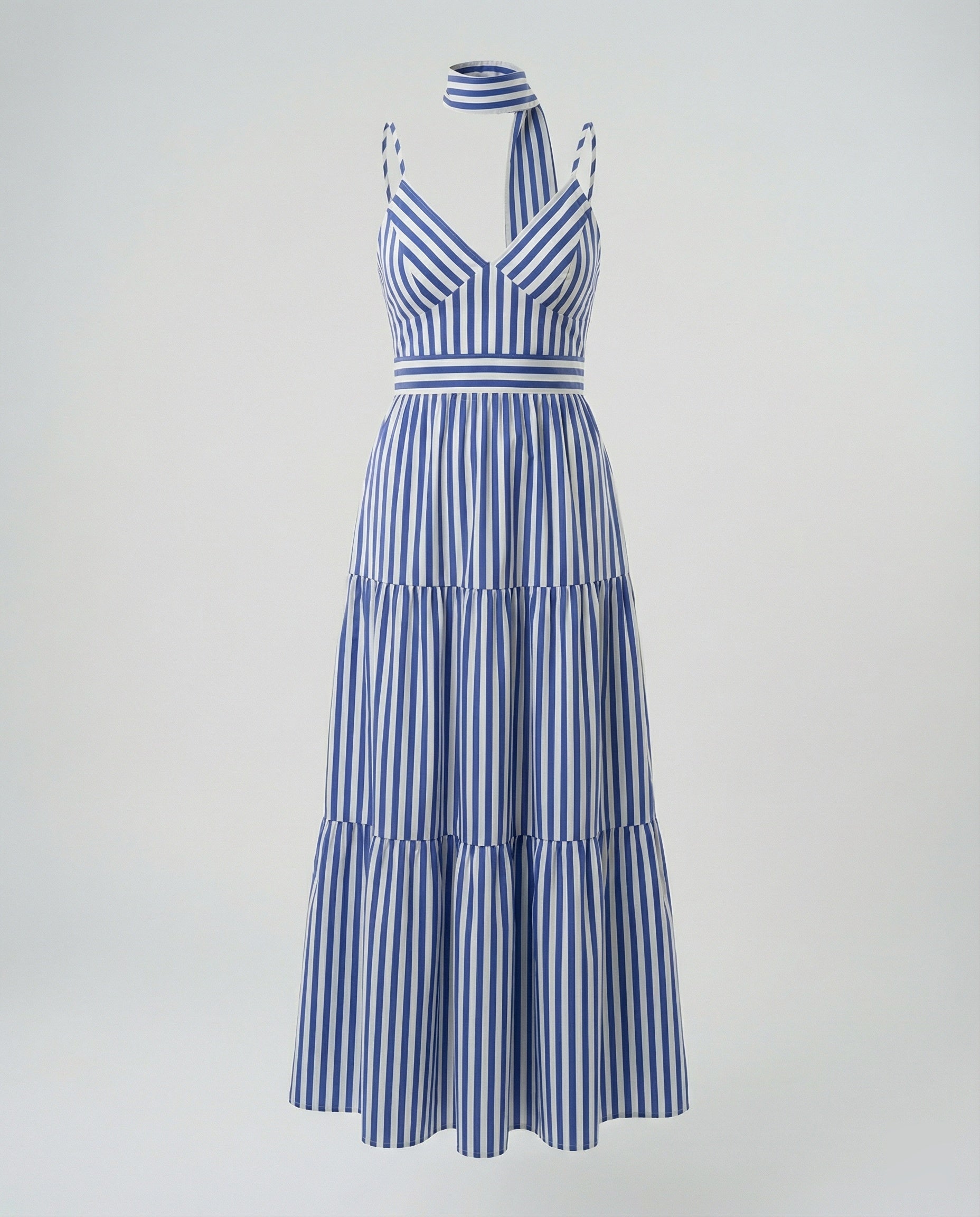 Maritimes Maxikleid Mit Spaghettiträgern Damen