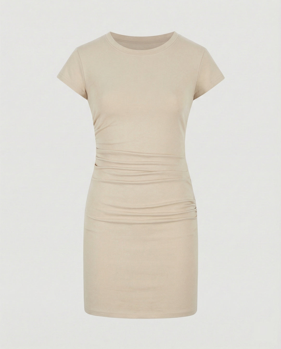 Figurbetontes Mini-Kleid mit Rundhals und Raffungen für den Sommer