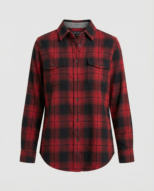 Damen Hemdjacke Karo Flanell