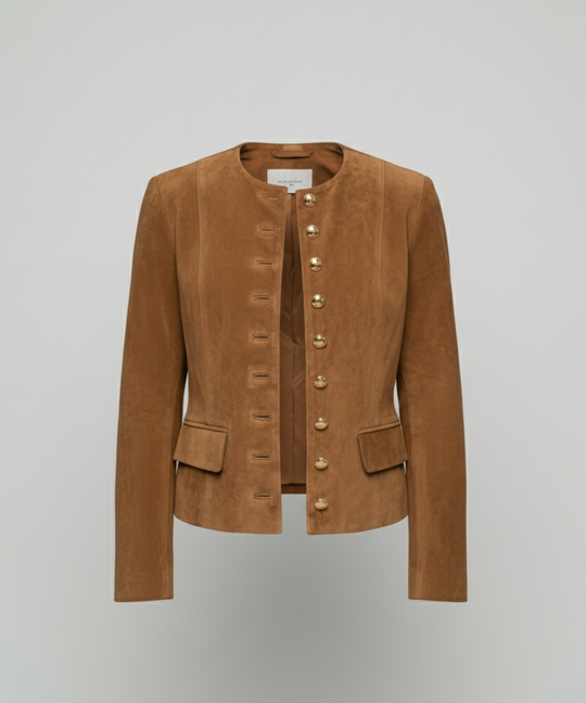 Damen Wildlederjacke mit goldenen Knöpfen