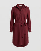 Hemdblusen Minikleid Mit Bindegürtel Damen