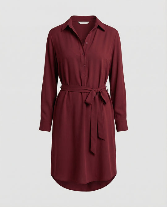 Hemdblusen Minikleid Mit Bindegürtel Damen