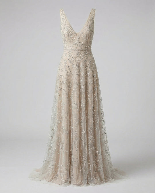 Luxuriöses Damen Abendkleid mit Bestickten Schimmernden Akzenten | R&B