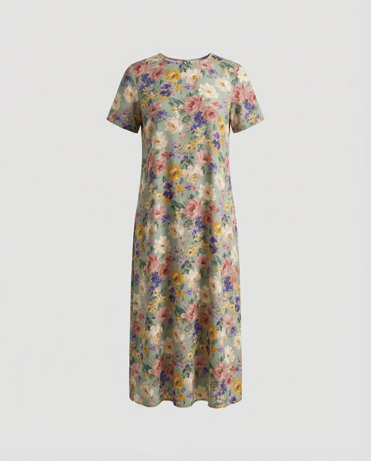 Damen Maxikleid floral asymmetrisch