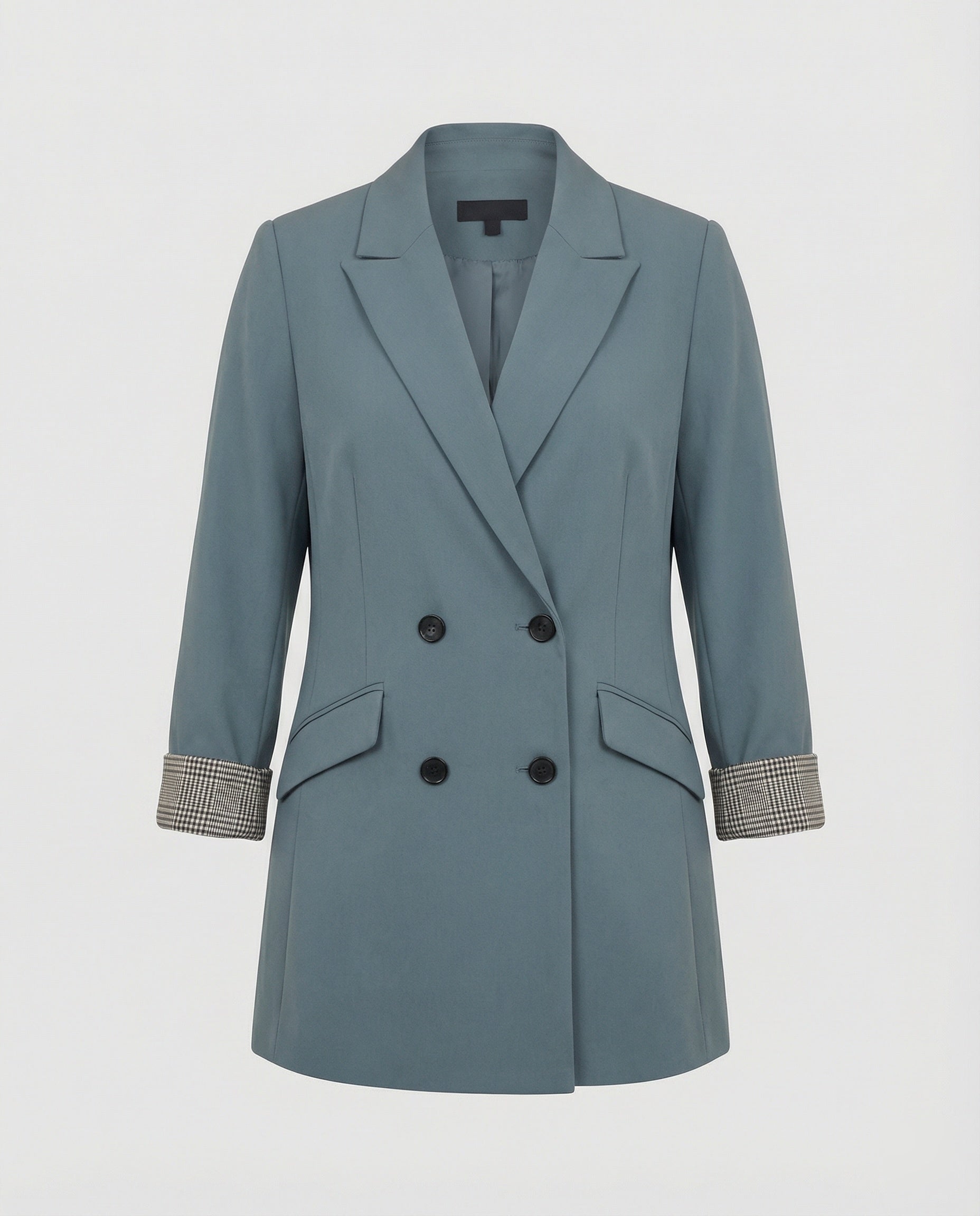 Damen Doppelreihiger Blazer mit kontrastierenden Ärmelaufschlägen R&B