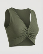 Damen Crop-Top mit elegantem Knoten und tiefem V-Ausschnitt R&B