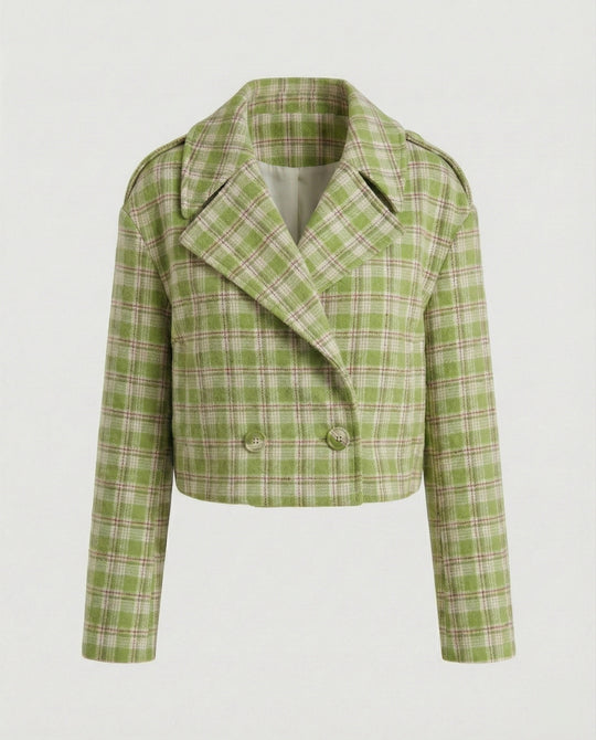 Damen Karierte Kurzjacke im Vintage-Stil