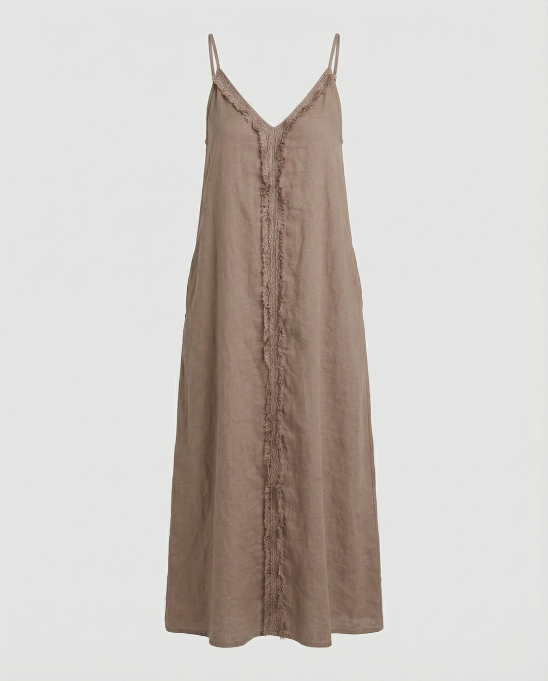 Damen Maxikleid mit lässigem V-Ausschnitt und seitlichen Taschen R&B