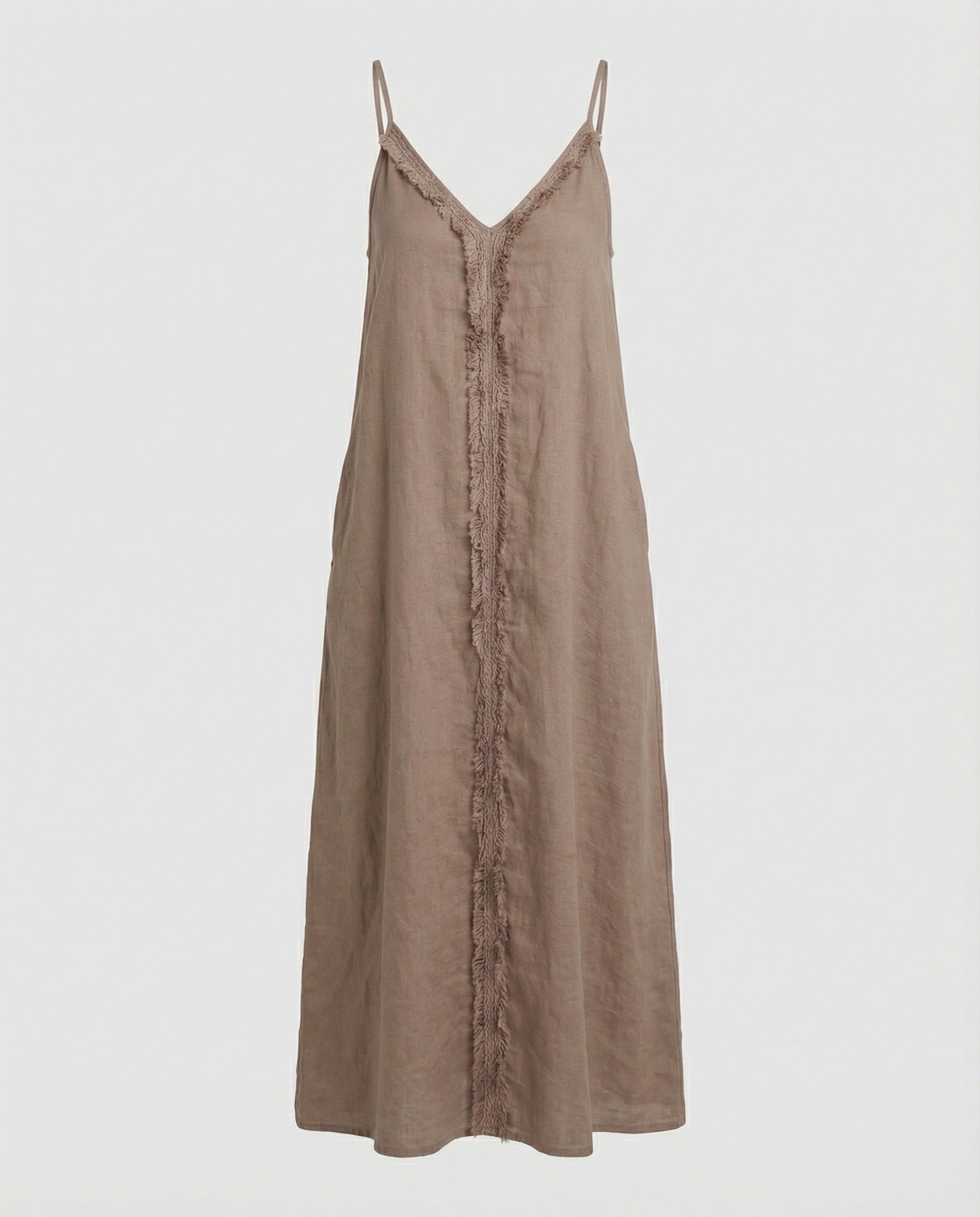 Damen Maxikleid mit lässigem V-Ausschnitt und seitlichen Taschen R&B