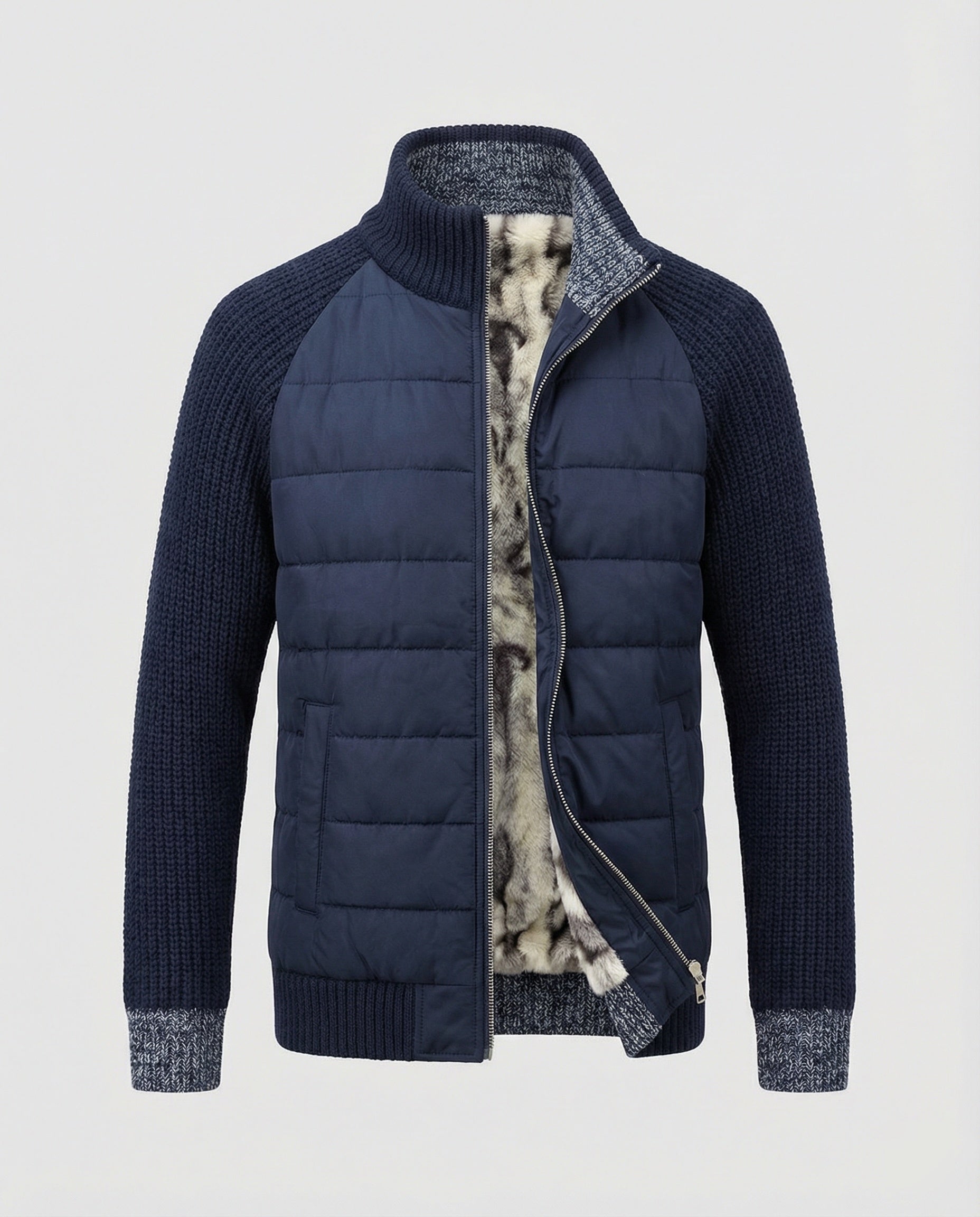 Herren Hybridjacke mit Kunstleder-Elementen