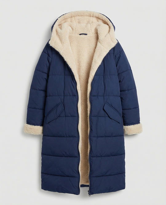 Damen lange, gefütterte Winterjacke mit Fleece-Futter R&B