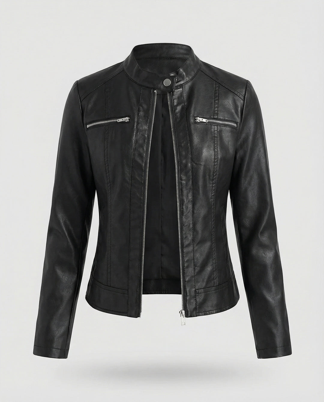 Damen Lederjacke Schwarz Bikerjacke