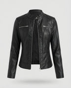 Damen Lederjacke Schwarz Bikerjacke