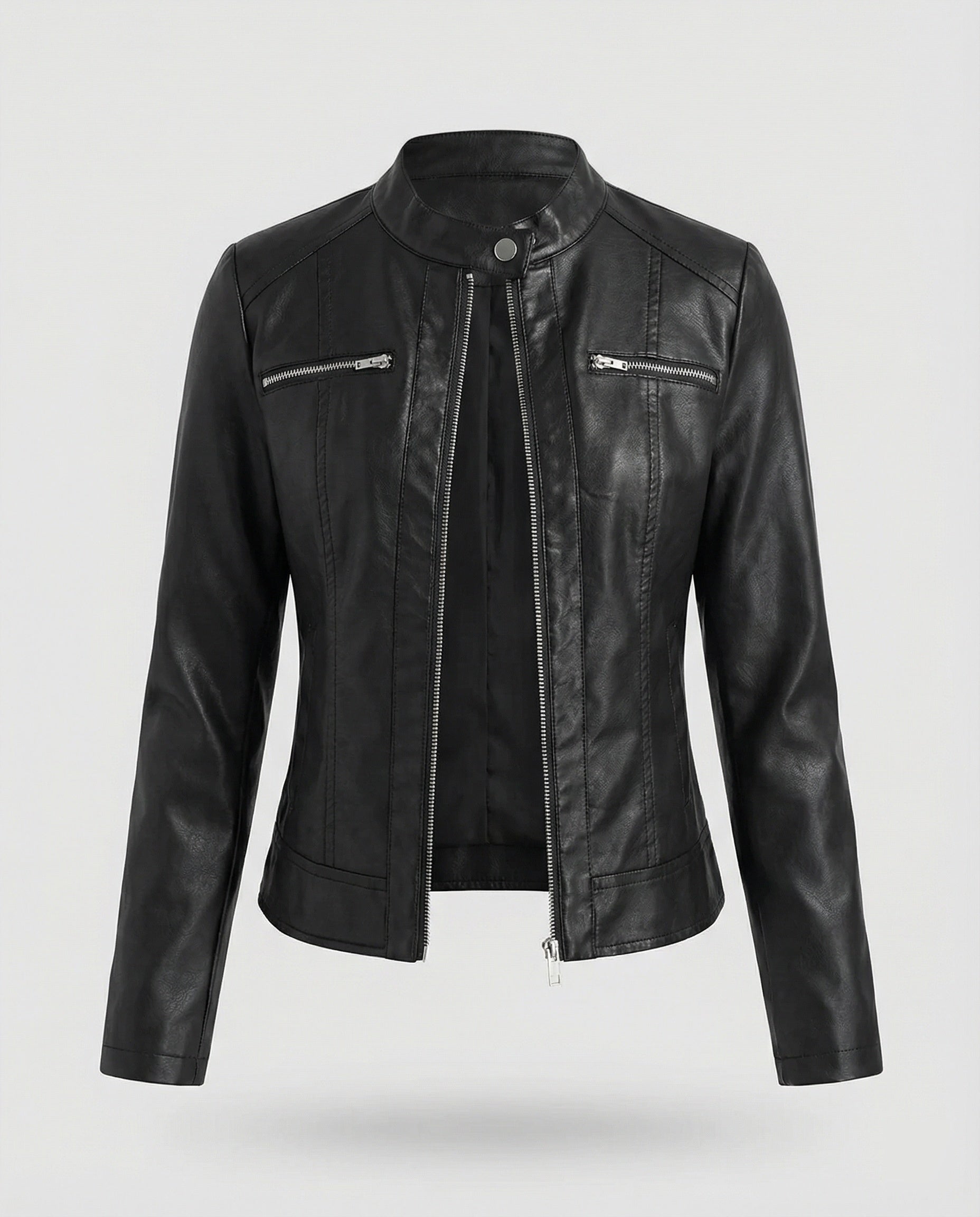 Damen Lederjacke Schwarz Bikerjacke