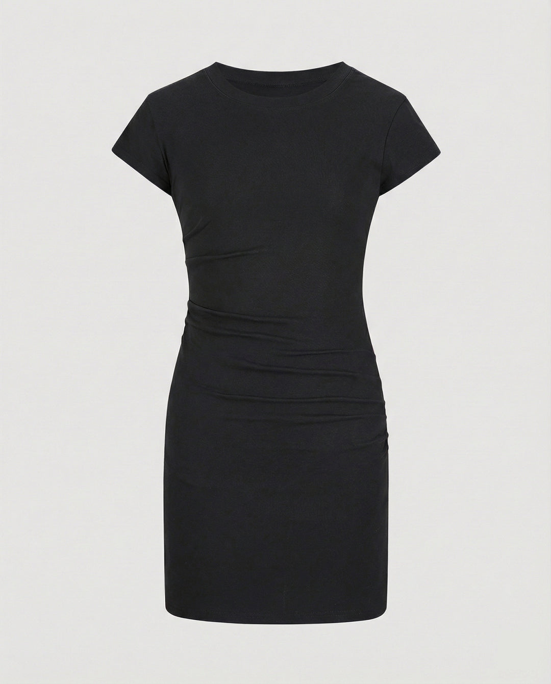 Figurbetontes Mini-Kleid mit Rundhals und Raffungen für den Sommer