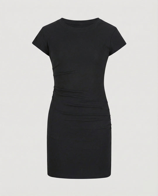 Figurbetontes Mini-Kleid mit Rundhals und Raffungen für den Sommer