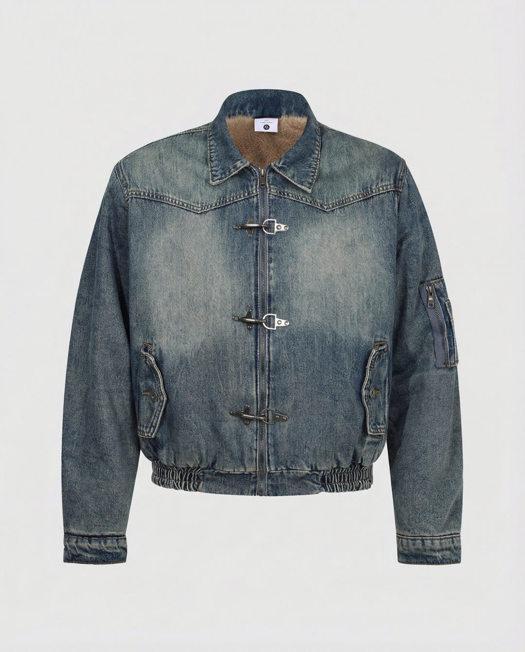 Herren Jeansjacke Bomber mit Teddyfutter