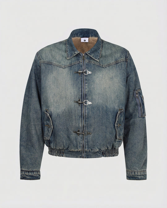 Herren Jeansjacke Bomber mit Teddyfutter