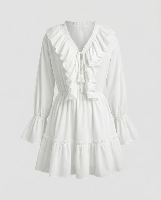 Freizeitkleid Damen Volant Minikleid