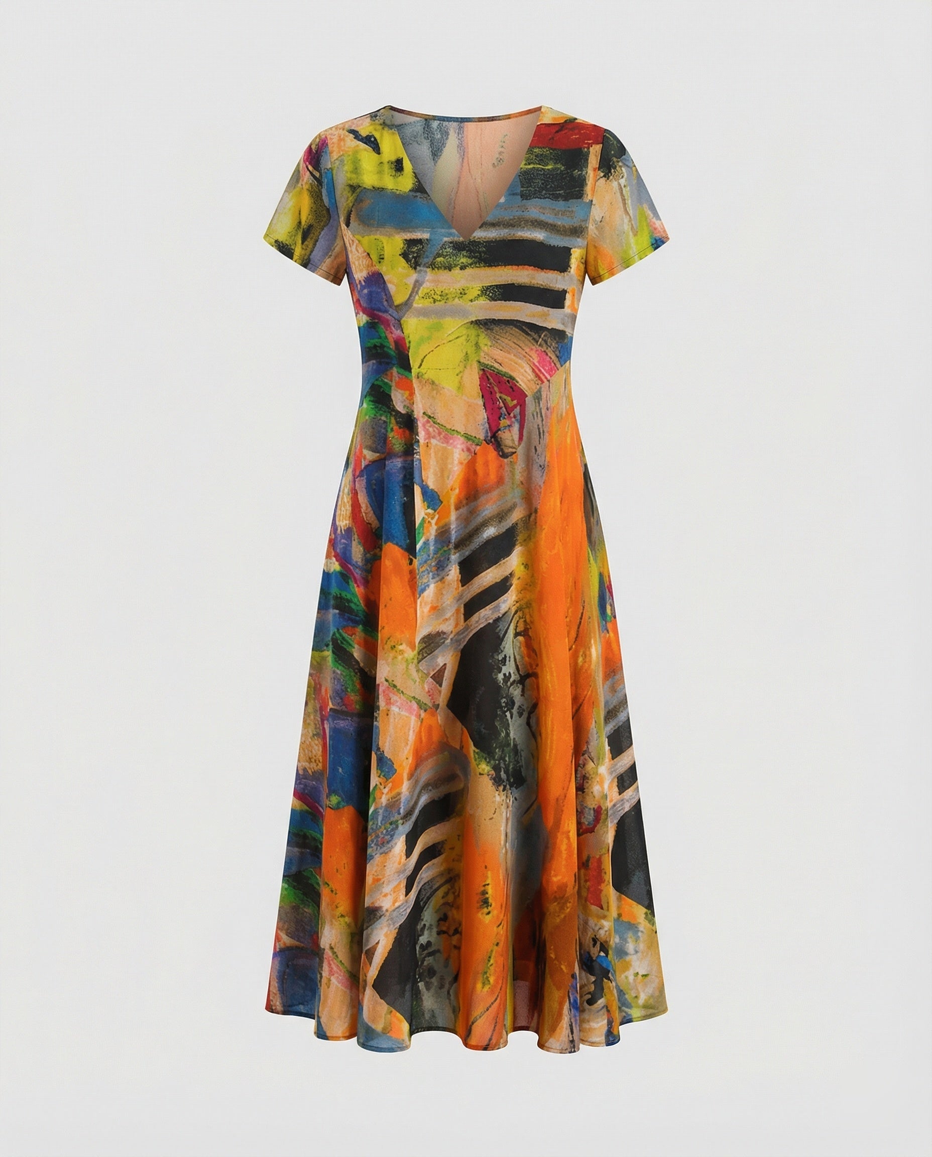 Freizeitkleid Damen Midikleid Tellerrock