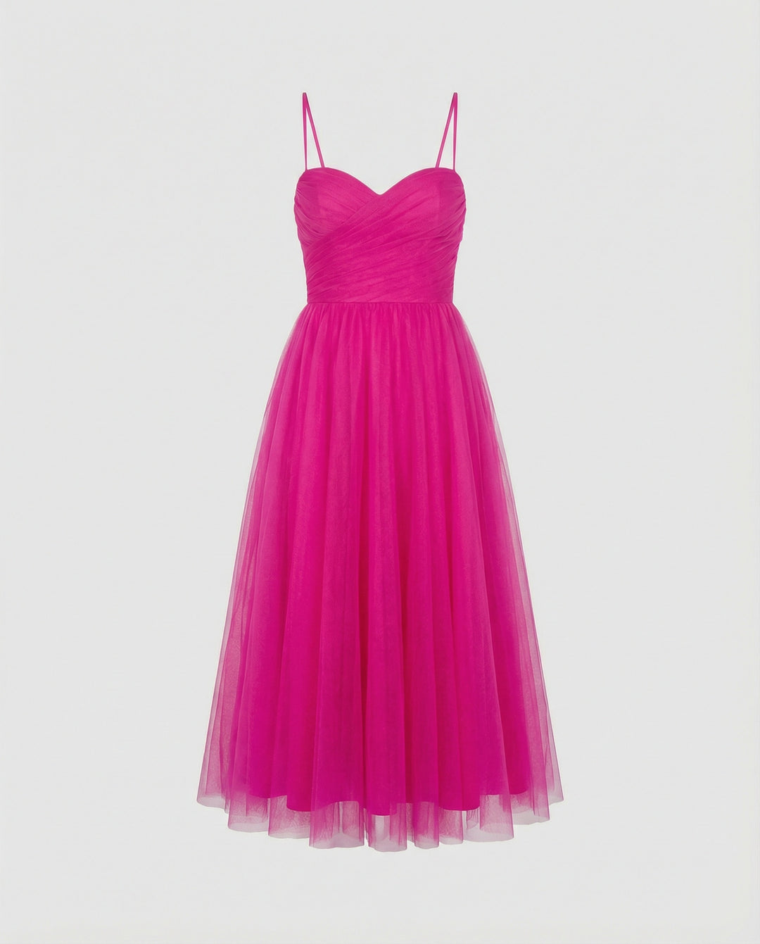 Damen Tüll Maxikleid mit Herz Ausschnitt