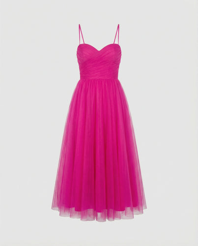 Damen Tüll Maxikleid mit Herz Ausschnitt