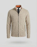Herren Strickjacke mit hohem Kragen und elegantem Reißverschluss R&B