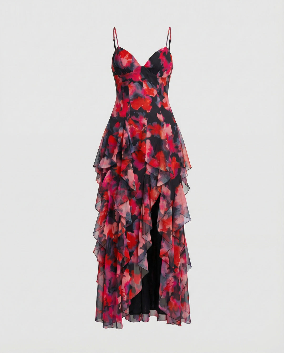 Damen Blumenkleid Maxikleid Chiffon