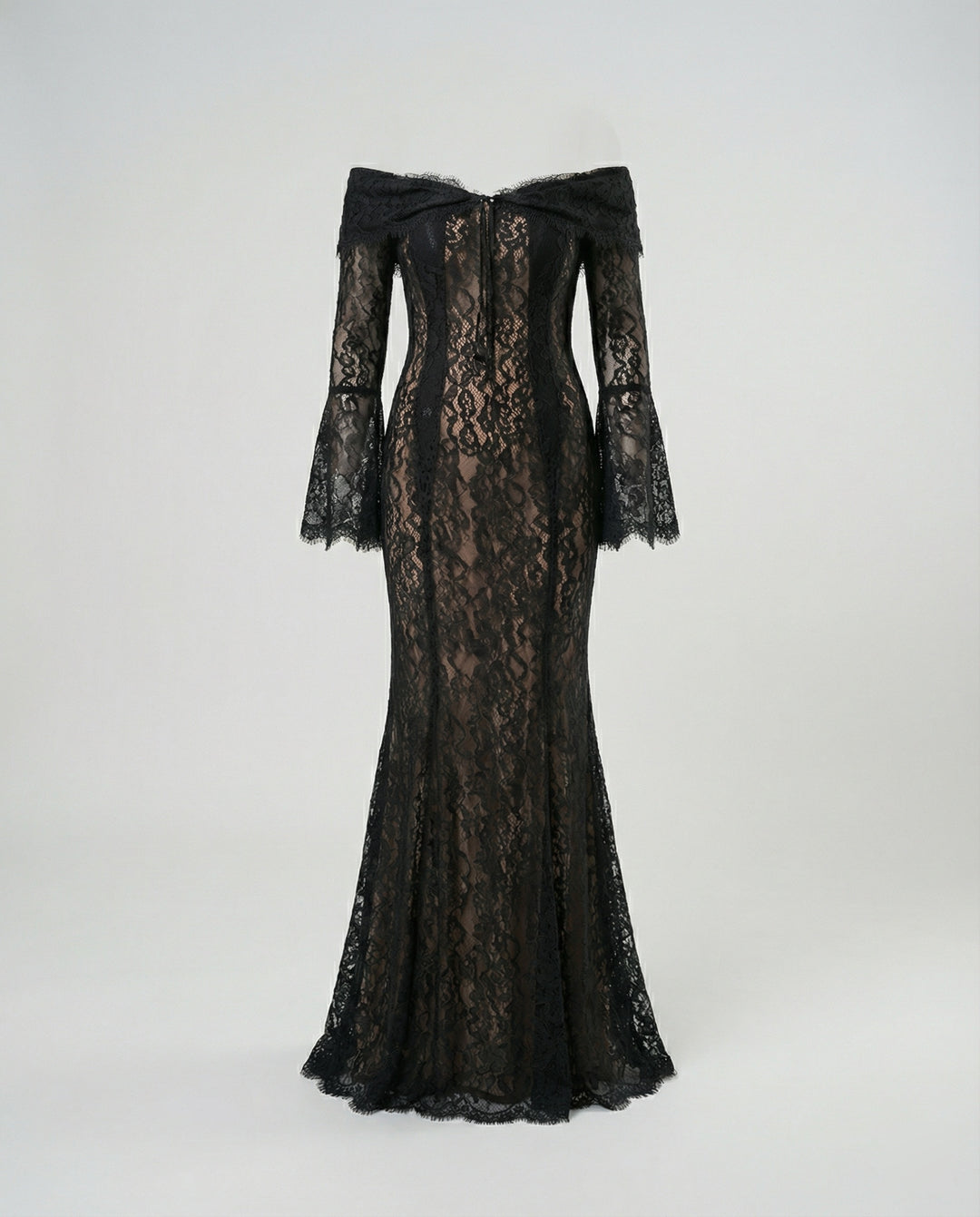 Langarm Abendkleid mit Off-Shoulder Spitze