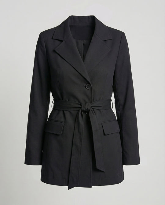 Blazer Mantel Mit Wickelgürtel Damen