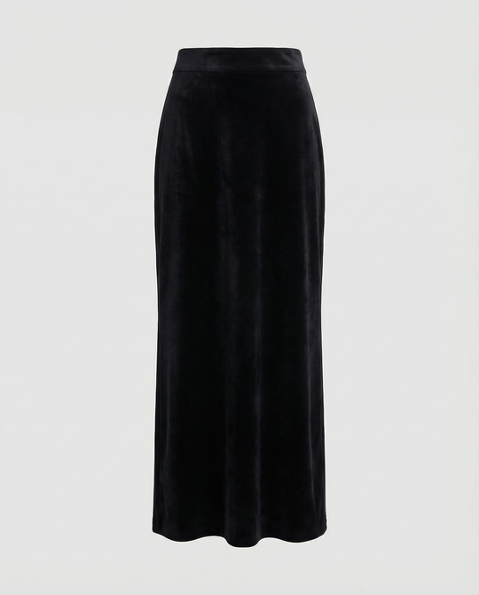 Satinrock Schwarz Damen Maxi aus hochwertigem Material