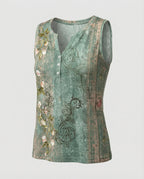 R&B | Ärmelloses Tank-Top mit Aquarell-Blumenmuster, Lockerer Schnitt