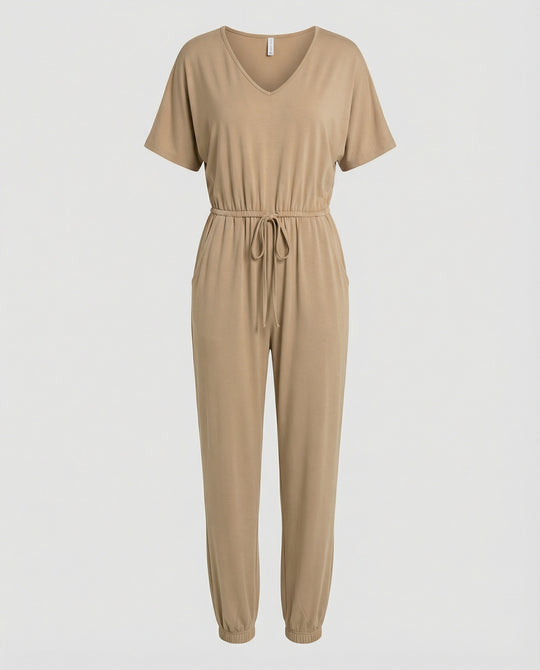 Damen Leichter Jumpsuit mit lockerer Passform und variabler Taille R&B