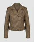 Damen cropped Kunstlederjacke im Biker-Stil