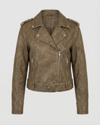 Damen cropped Kunstlederjacke im Biker-Stil
