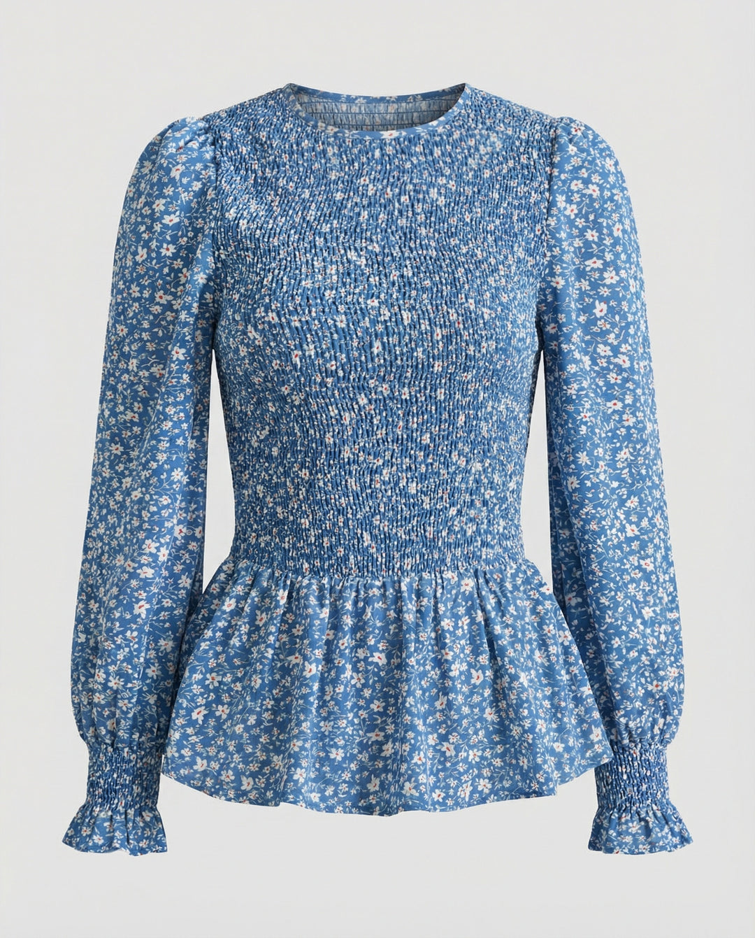 Bluse Damen Peplum Gesmokt