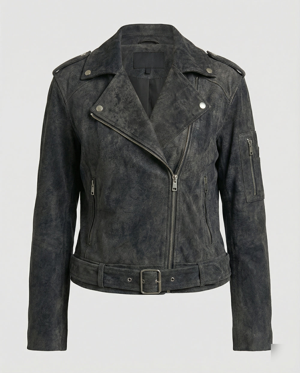 Damen Lederjacke Wildlederoptik kurz