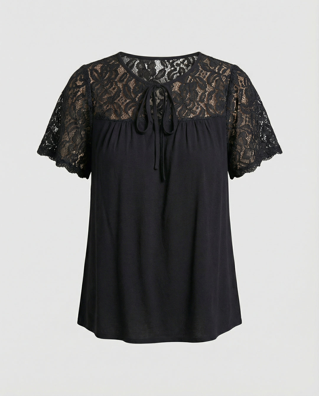 Damen Blusentop Spitze Tunika A-Linie