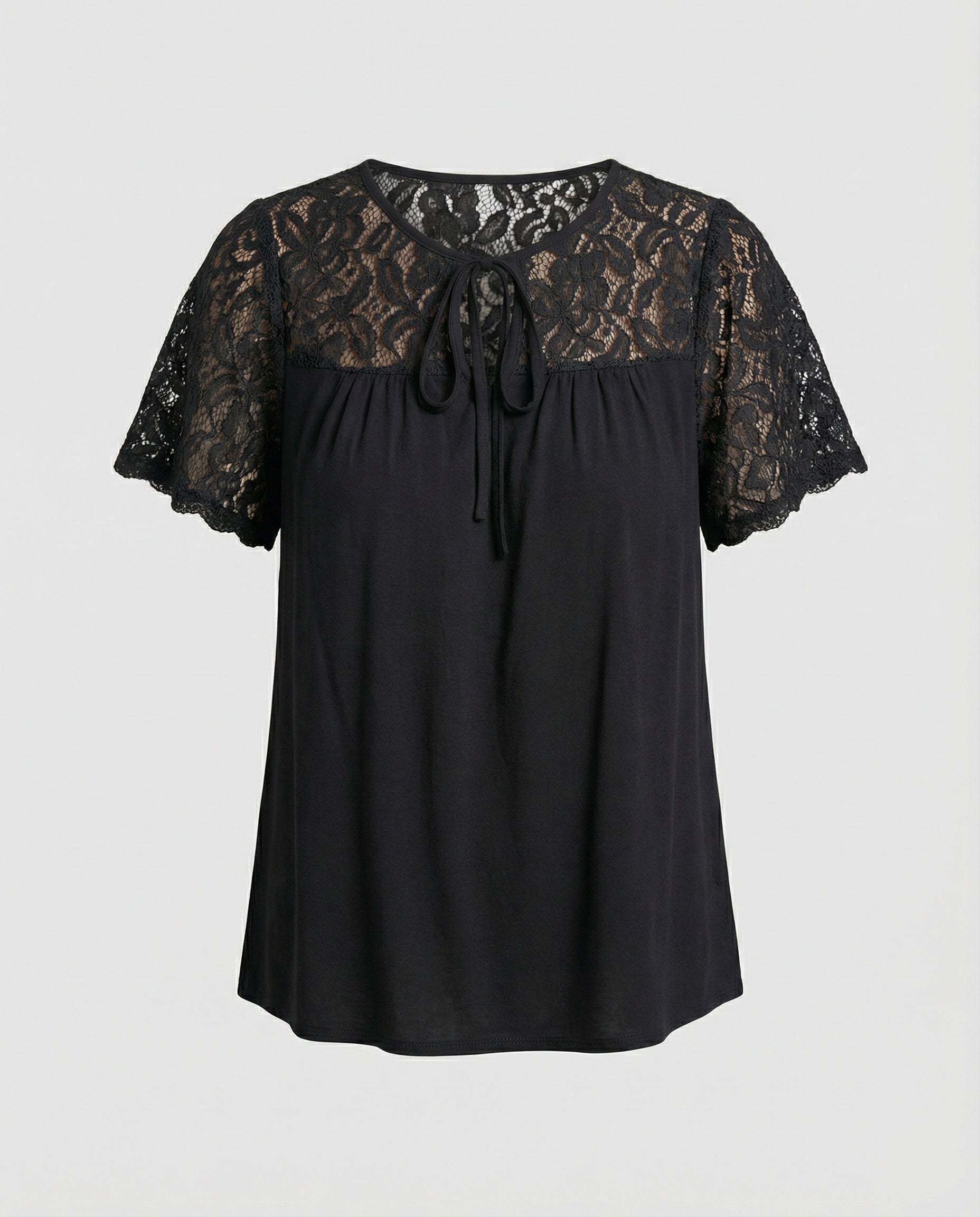 Damen Blusentop Spitze Tunika A-Linie