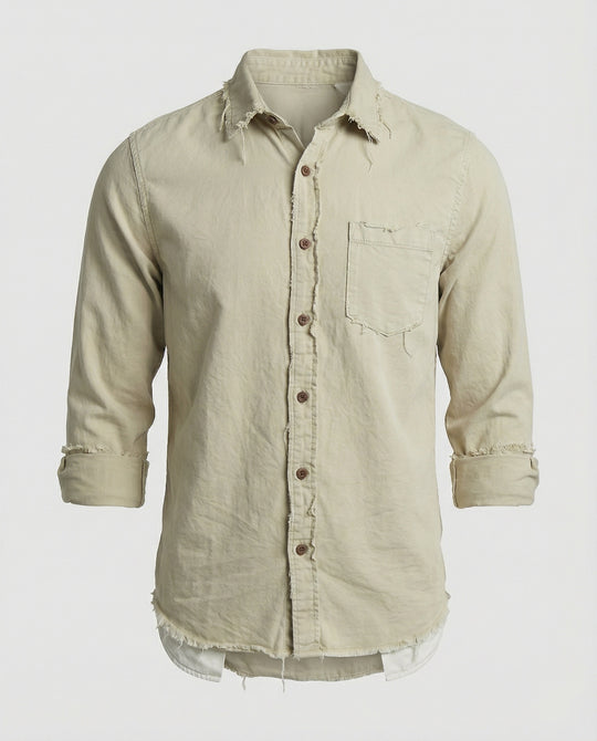 Herren lässiges Button-Down-Hemd mit asymmetrischem Saum